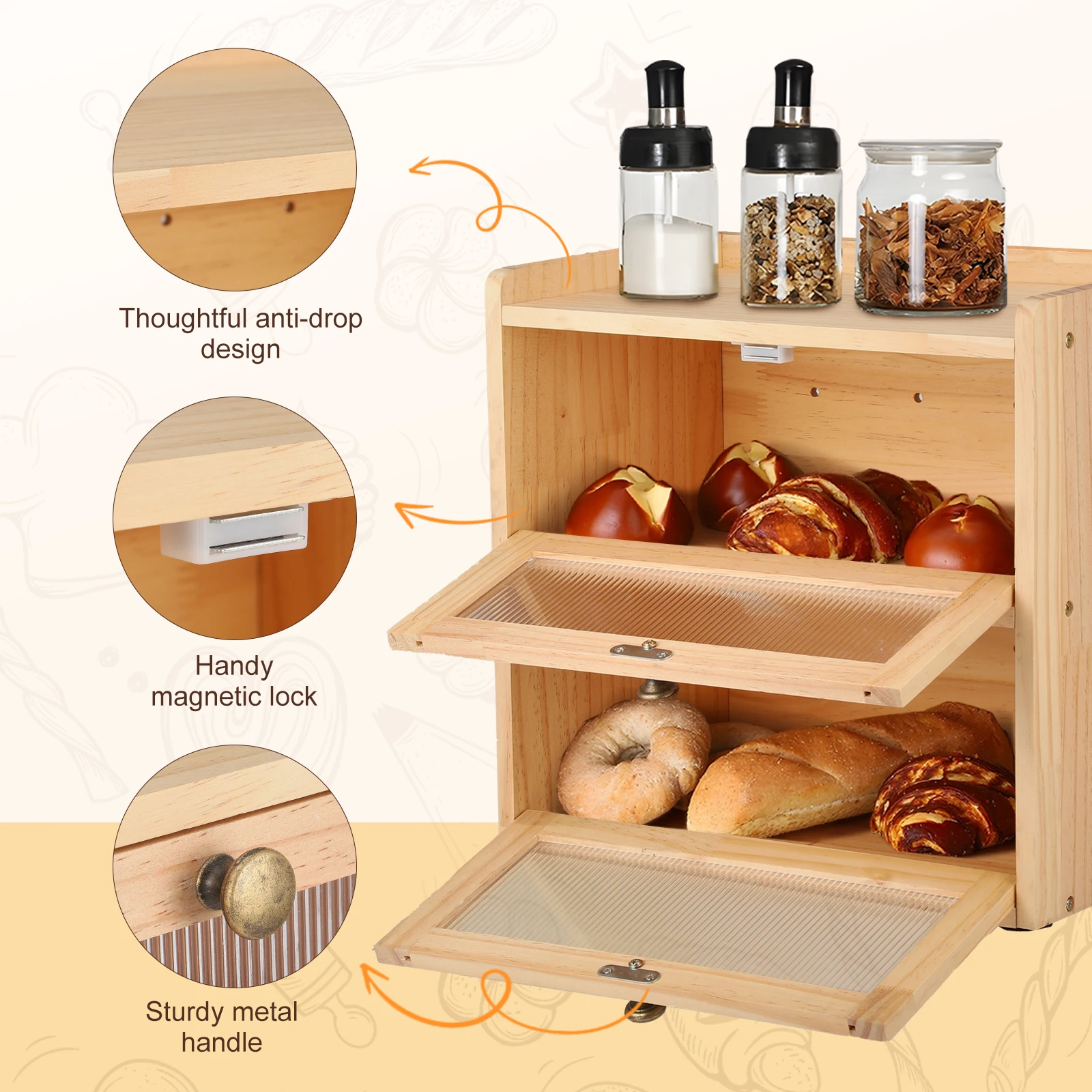 Bread Box for Kitchen Countert - Food Storage No Pantry 评论和价格