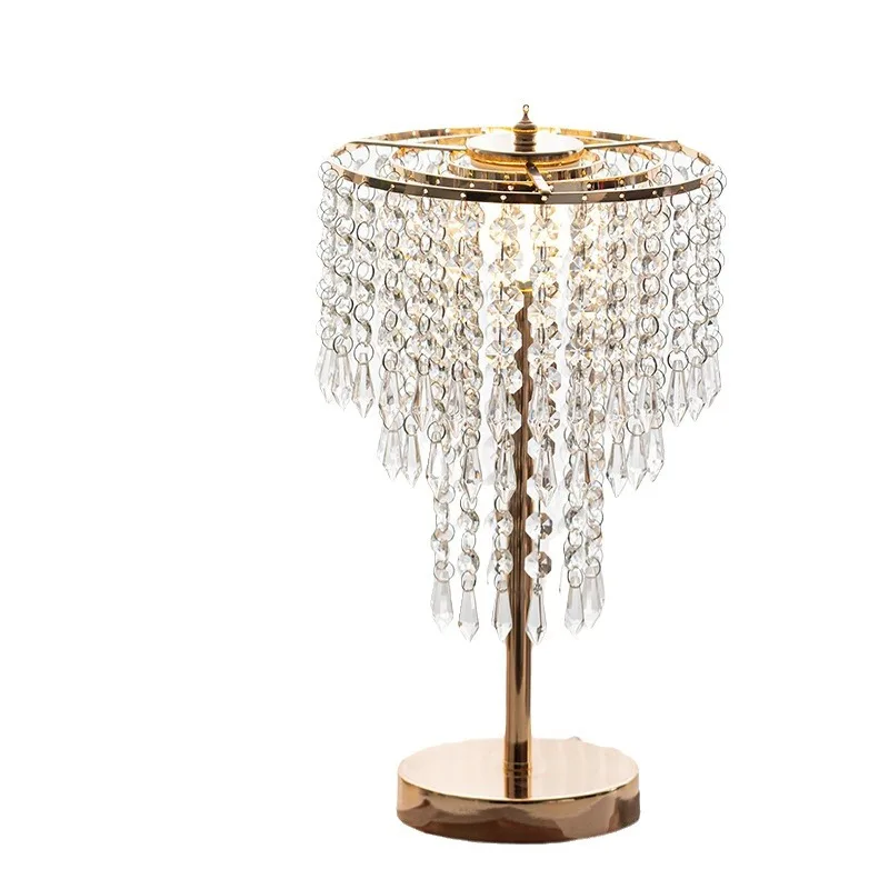 

European Crystal Table Lamp: Romantic LED Night Light for Luxury Bedside, Study Desk & Home Decor.