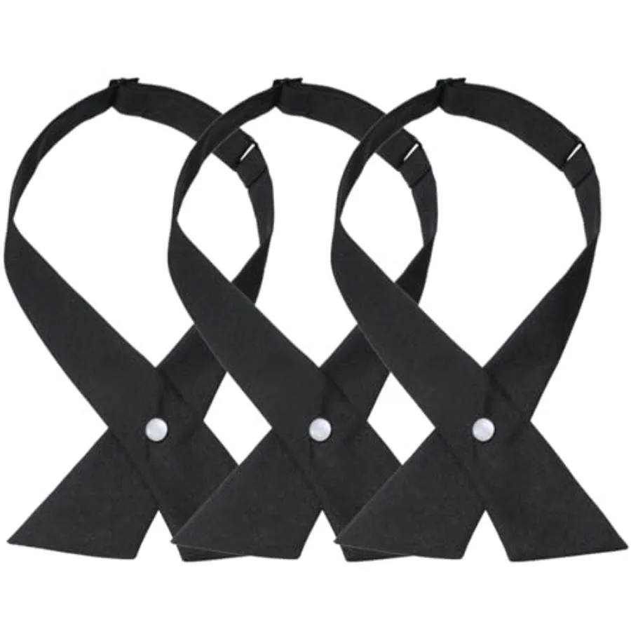 

Bow Ties for Women, 3 Pcs Adjustable Criss Cross Neck Tie Black Bow Tie for Women Solid Color Pre Tied Bowtie for School Gradua