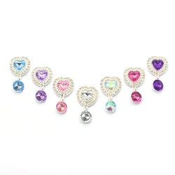 10Pcs Heart Alloy Acrylic Water Drop Pendant Accessories Crown Water Diamond Pendant Diy Wedding Hair Accessorie Bow Decoration