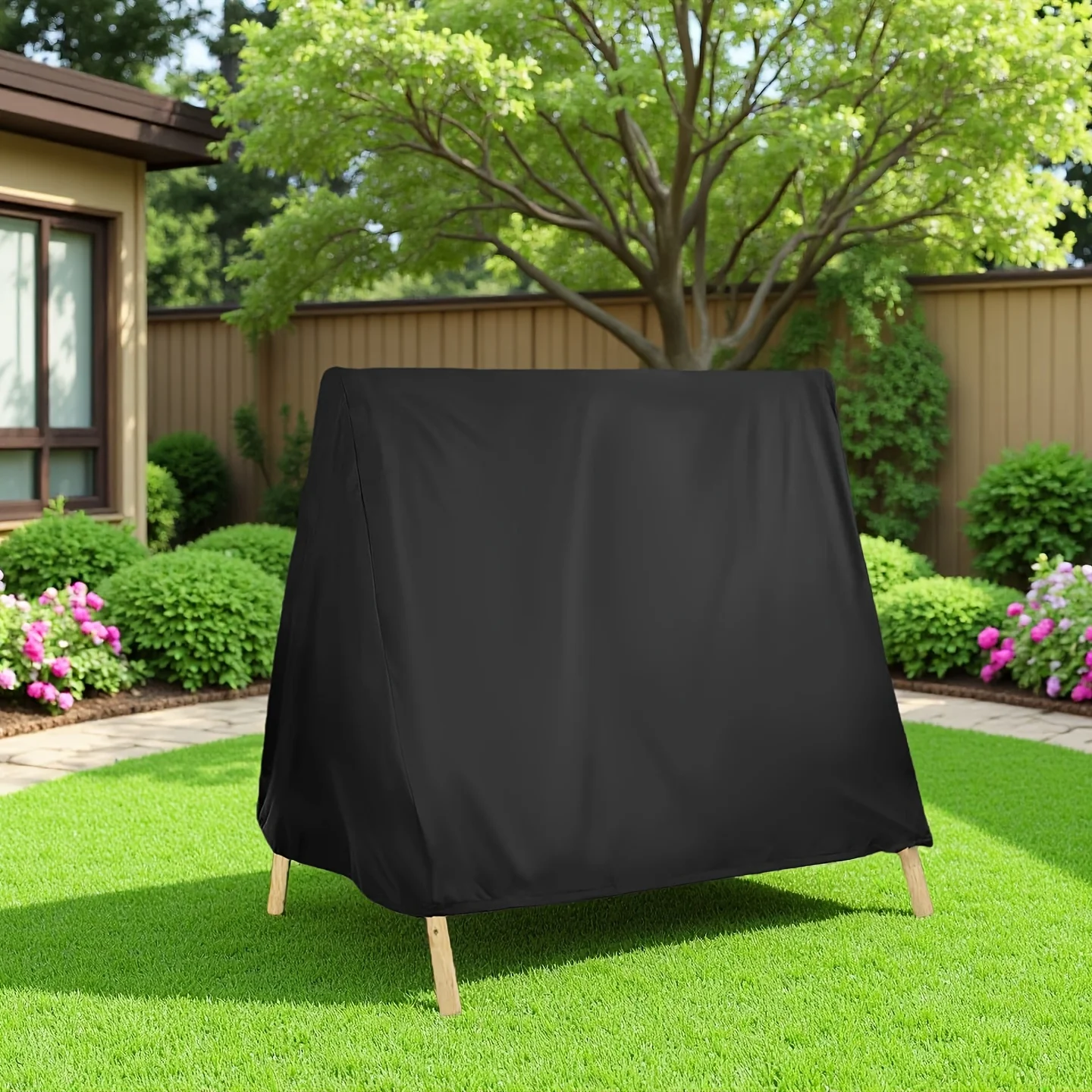 Heavy-Duty Oxford Fabric Swing Cover with PA Coating, Adjustable Drawstring Design, Fits A-Frame Patio Porch Swings & Hammocks
