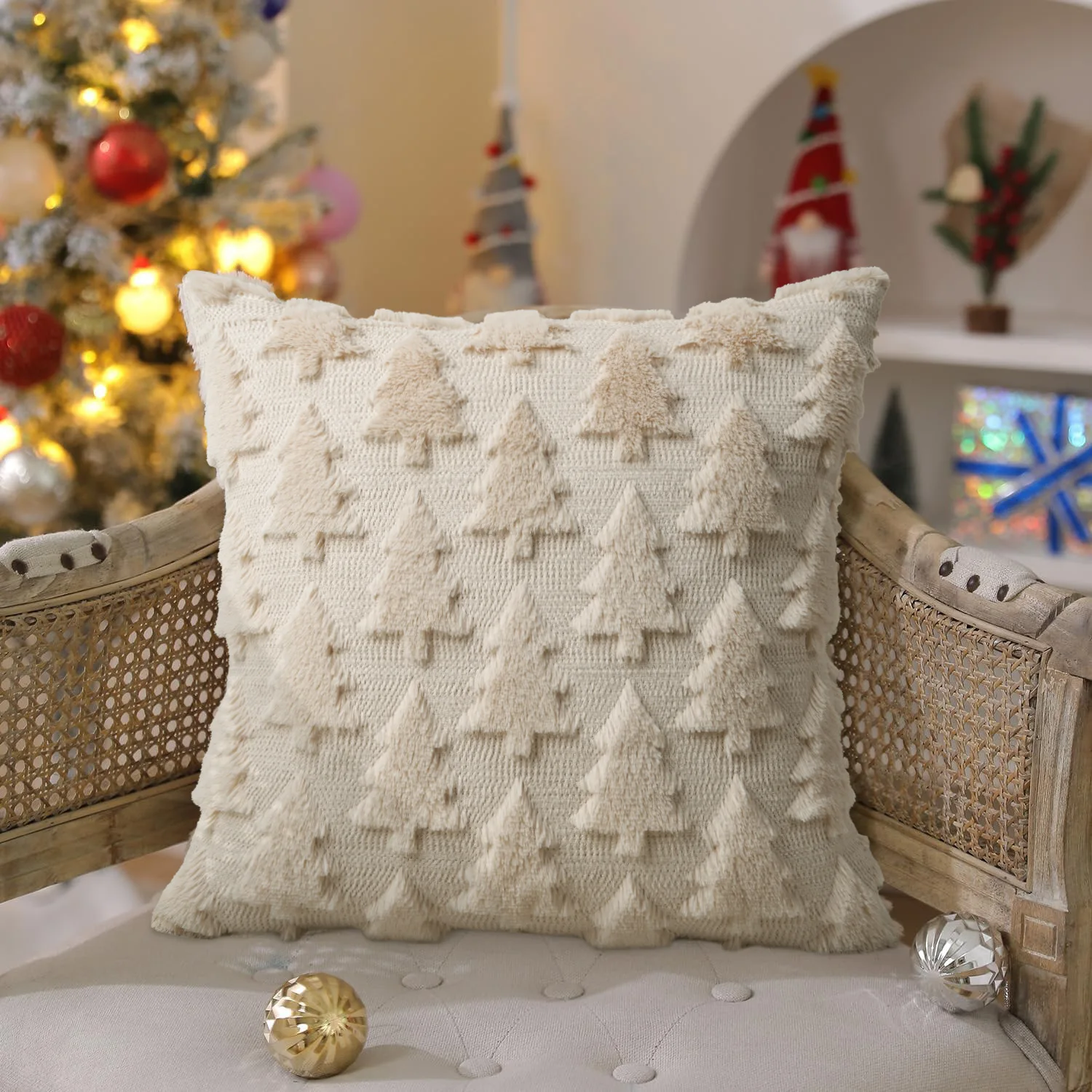 Christmas Pillow Case Plush Cushion Interesting Solid Color Winter Fun Holiday Fall Decoration Living Room Sofa Pillow Cover