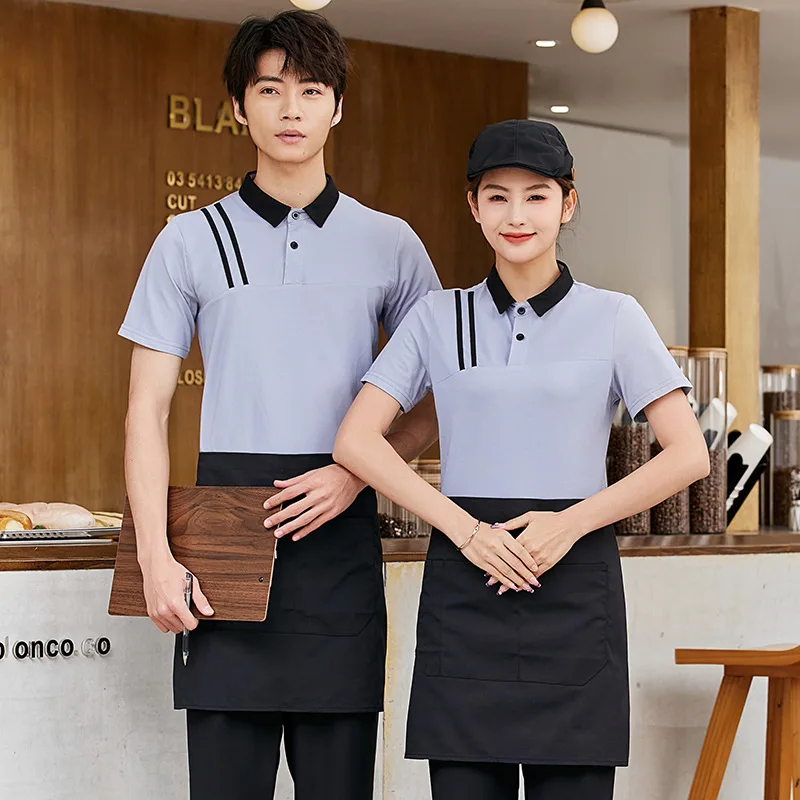 

Waiter Workwear T-shirt Short Sleeve Summer Breathable Catering Restaurant Hot Pot Staff Clothing Milk Tea Hamburger Work Clothe