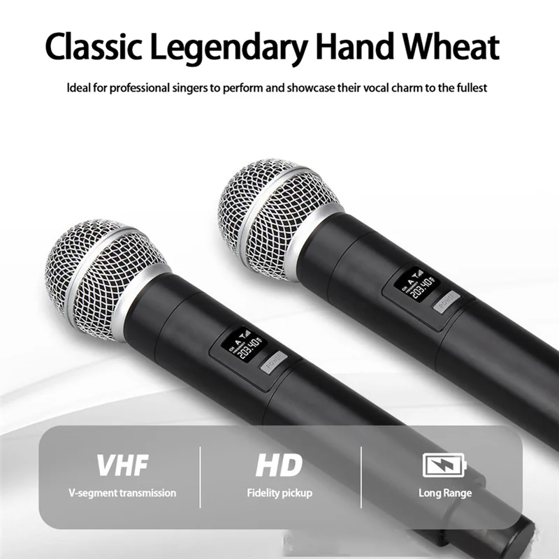 1Set Drahtlose Mikrofon VHF Ein Zu Zwei Mikrofon Fit Für Karaoke Hochzeit Party Band Kirche EU Plug-Y41A