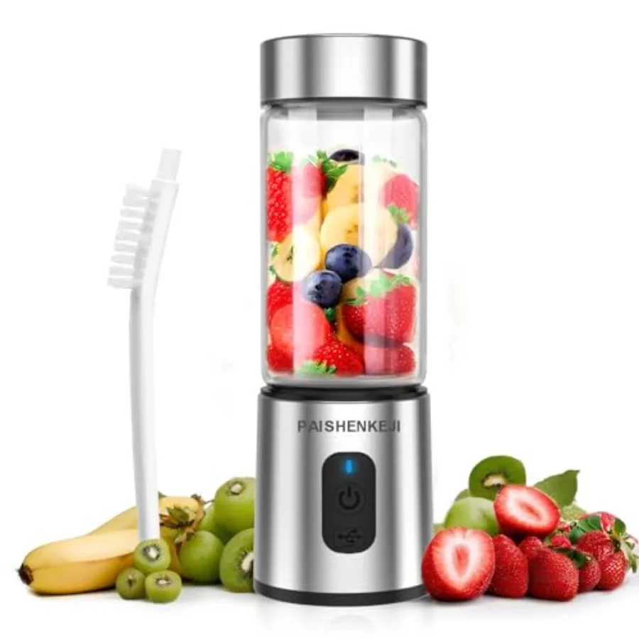 Glass Portable Blender Smoothies: Mini Personal Blender Shakes and Smoothies Small USB Rechargeable, Baby Food Travel Beach Off