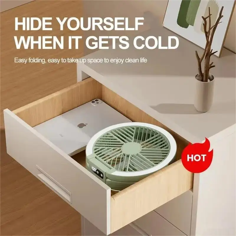 2025 Multi-Functional Electric Fan with LED Display Wireless Portable Home Silent Ventilation Desktop & Wall Mounted Cooling Fan image 6