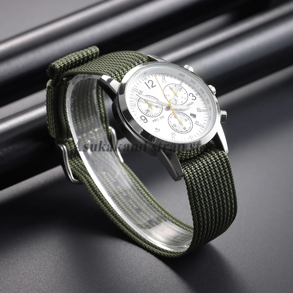 18 مللي متر 20 مللي متر 22 مللي متر أسود أخضر حزام النايلون ل أوميغا سوار الرجال الجيش الرياضة تنفس مضفر حزام (استيك) ساعة أحزمة مقاومة للاهتراء