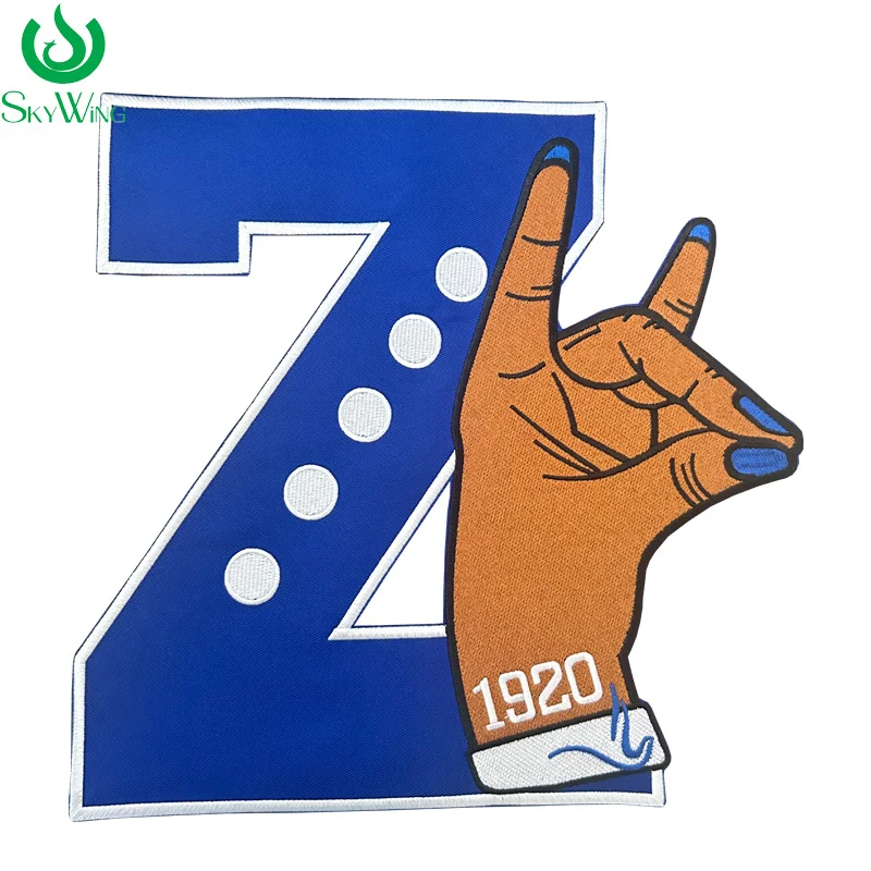 Parche de signo de mano de Zeta para sudadera, apliques de hermandad Zeta Phi Beta bordados personalizados para planchar para ropa