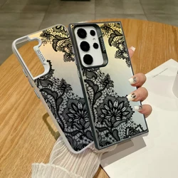 Lace Floral Phone Cover For Funda Samsung Galaxy S25 Ultra Case S24 S23 S22 Plus Note20 A55 A54 A53 A52S A15 A35 A34 A33 A13 A14