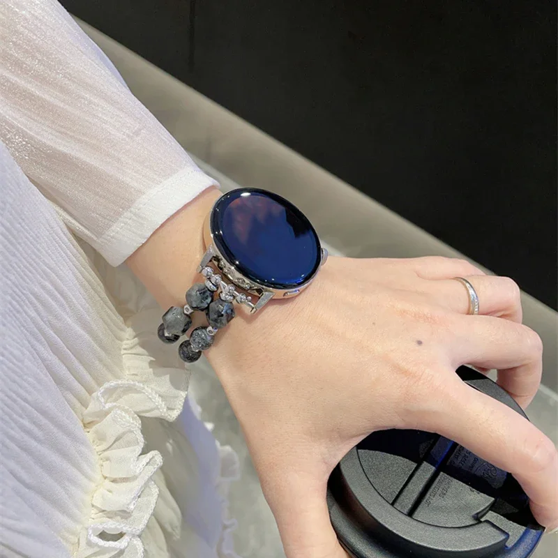 22 20mm Watch Strap for Huawei Watch Fit 2 Classic Luxury Black Bead Bracelet for Huawei GT4 41mm 46 Smart Wristband Accessories