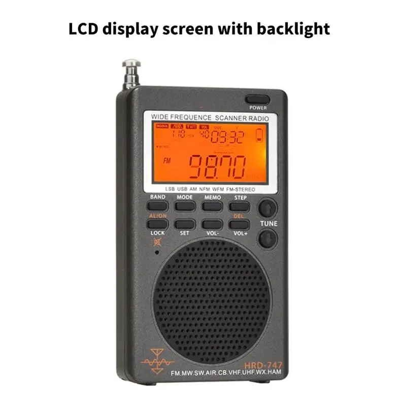 Full Frequency Digital Radio High Sensitivity Multiple Bands with Sleep Timer, Clock, and 1000 Channel Storage