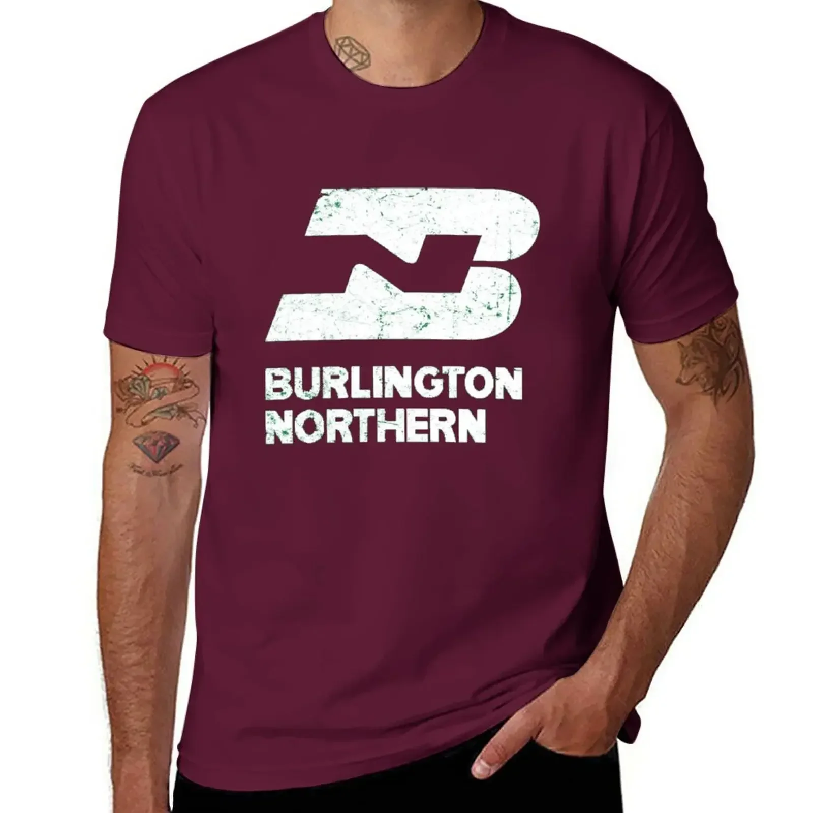 Tees for A Boy Summer Tops Mens T Shirts Burlington Northern Railroad T-Shirt Men Clothing Graphic Harajuku Oversized Funny tops