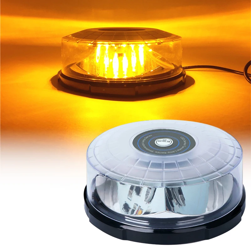 Amber LED Strobe Light Beacon Vehicle Car Roof Top Hazard Warning Flash Emergency Lights Rotating Flashing Safety Signal Lamp