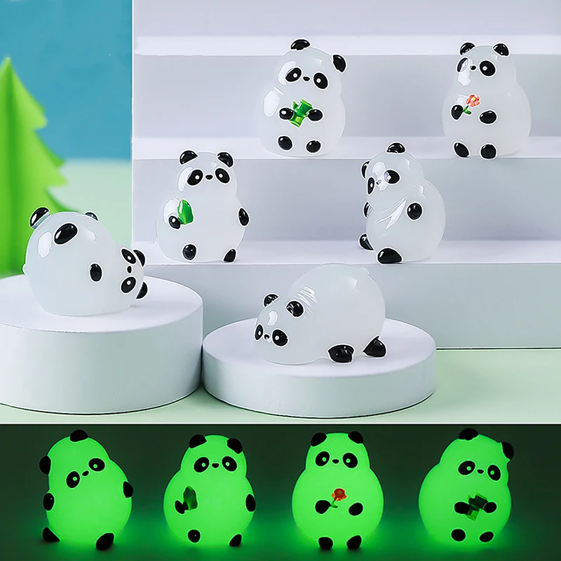 

1PCS Glowing Panda Ornament Glowing In Dark Accessories Mini Figurines Miniature Panda