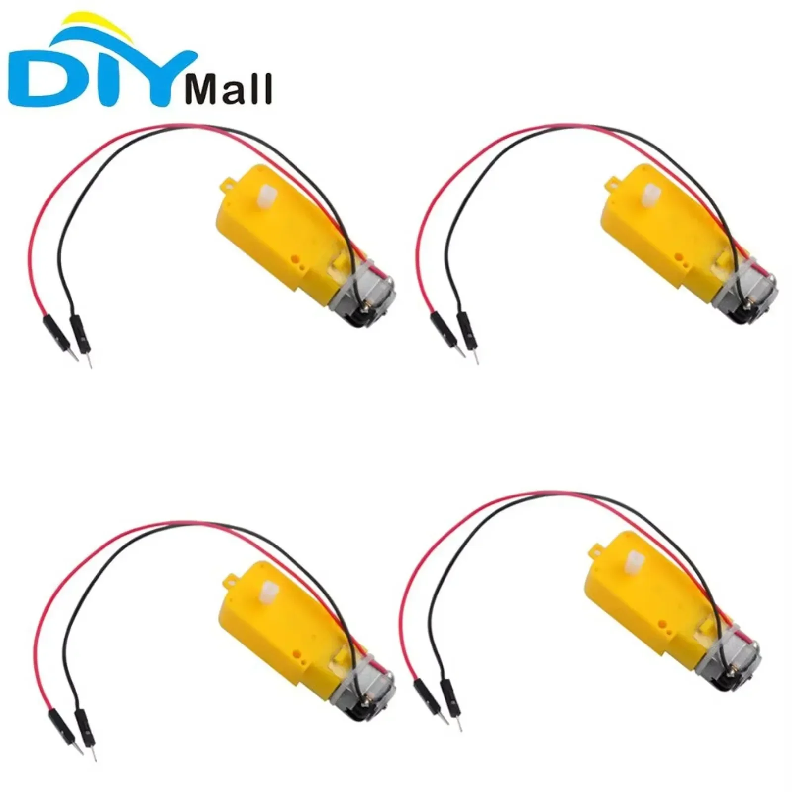 4PCS DC Gearbox Motor TT Motor 200RPM DC 3-6V 1:48 Male Connector 200mm 28 AWG Cable for Arduino Smart Car DIYmall