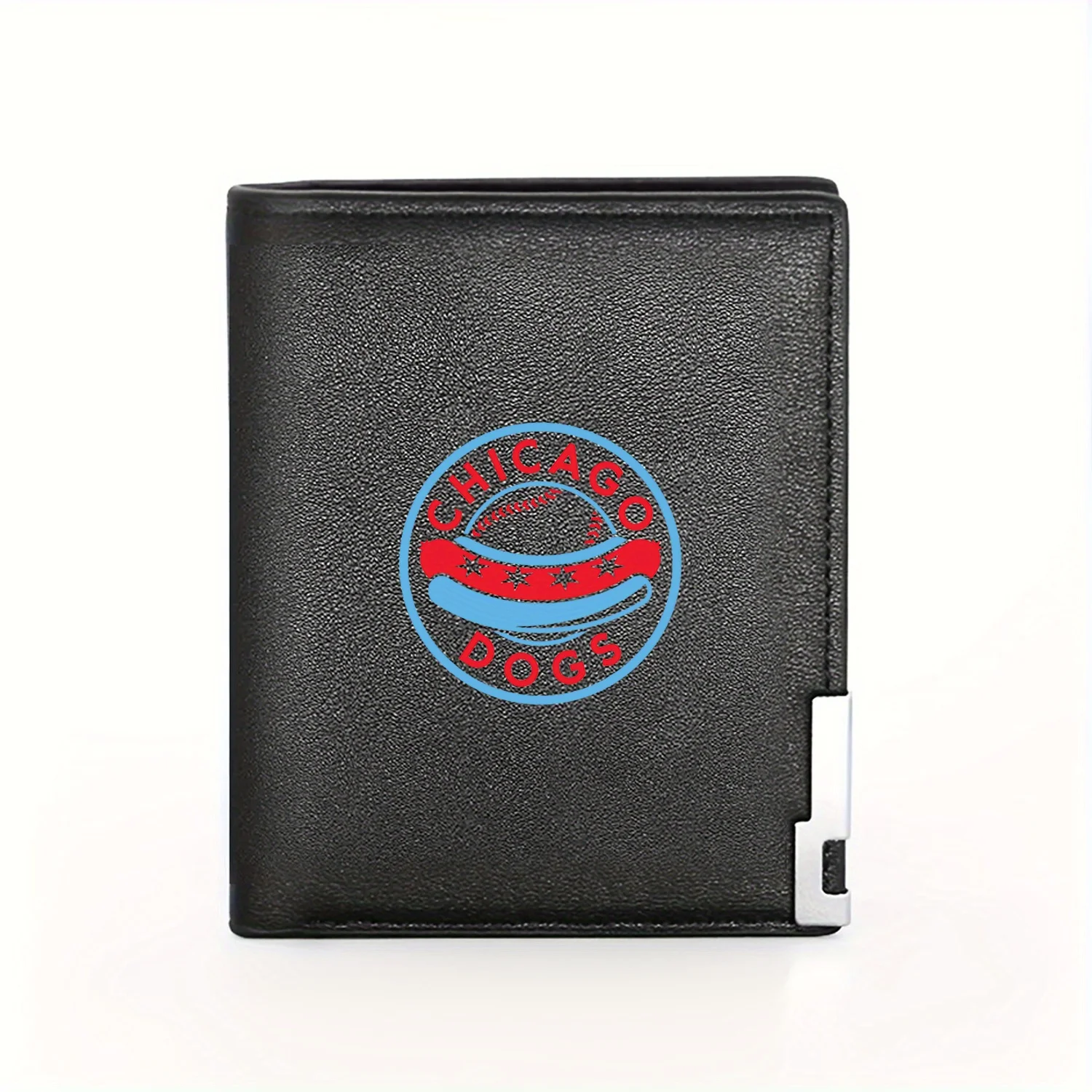 

Chicago Dogs Baseball Hot Dog Logo Graphic Print Mens Wallet Business Casual Elegant Simple Practical Quality Stylish Creative C