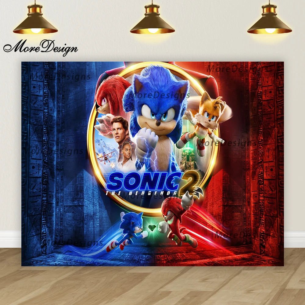 Sonic Banner Kids Photo Backdrop Boys Birthday Party Baby Shower Decoration Cartoon Vinyl Polyester Fabric Background