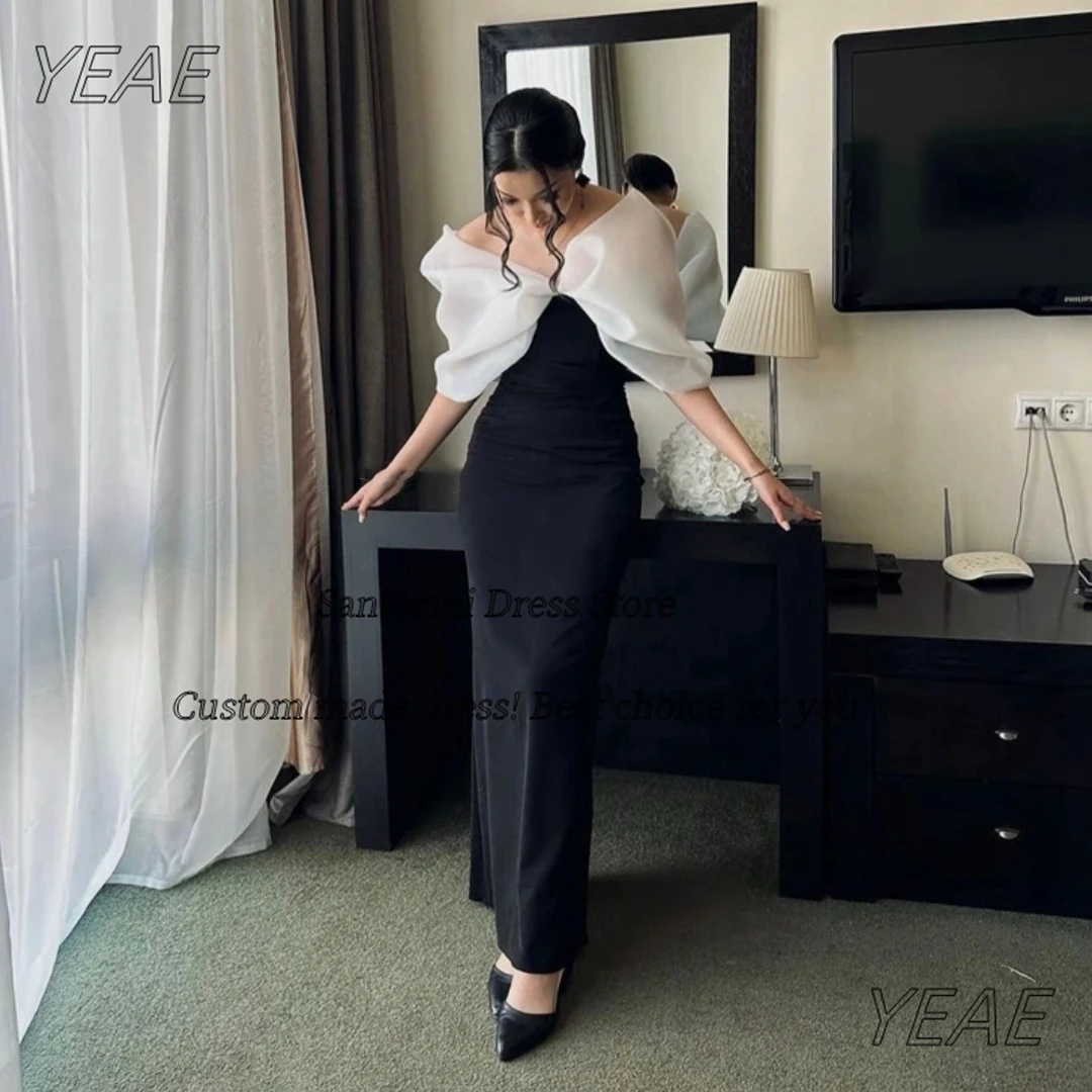 

Santorini Customized Ankle Length Prom Dresses Contrast Color Off Shoulder Evening Gowns Women платье вечернее