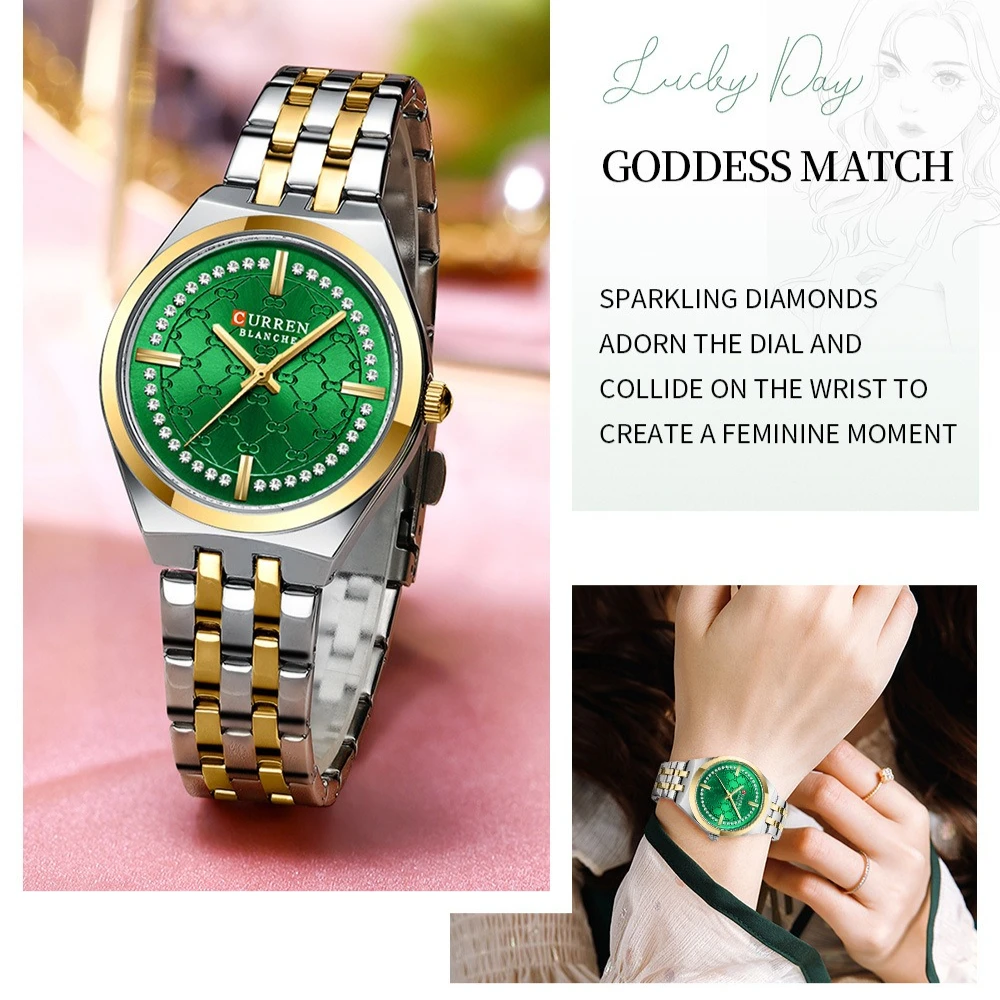 Curren 9096 Reloj Mujer الفاخرة حزام ناقل من الفولاذ ساعة نسائية موضة مطعمة الماس مقاوم للماء ساعات للنساء Relojes Para Damas