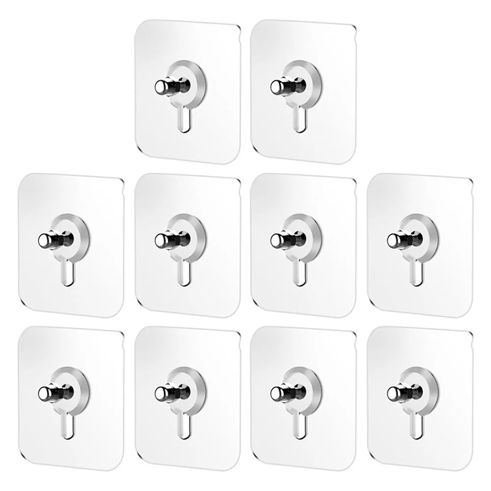 10pcs Strong Adhesive Seamless Sticky Wall Hook Nail Mounting Rack Screw Rod Non-Marking Screw Stickers Wall Picture Hook Hanger