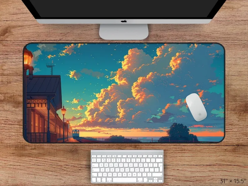 

Anime Train Desk Mat, Non-slip and Waterproof Mouse Pad, Office and Gaming Desk Decorative Mat, The Perfect Gift for Friends.