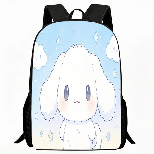 

Kids Bag Cinnamoroll Print Children Backpack, Fluffy Cartoon Dog with Cloud and Star Blue Background Design School Bag, Lightwei