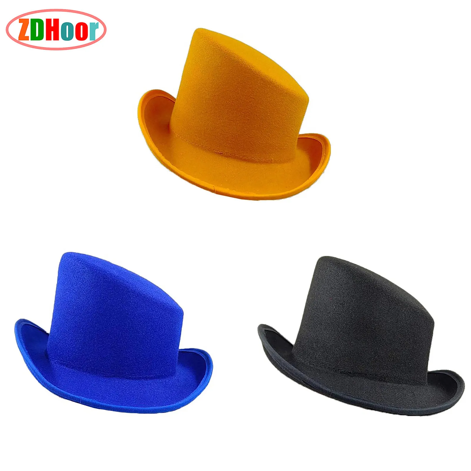 

Adult Magician Hat Vintage Olique Top Felt Hat Solid Color Flanging Brim Top Hat Sun Hat Party Supplies for Men Women