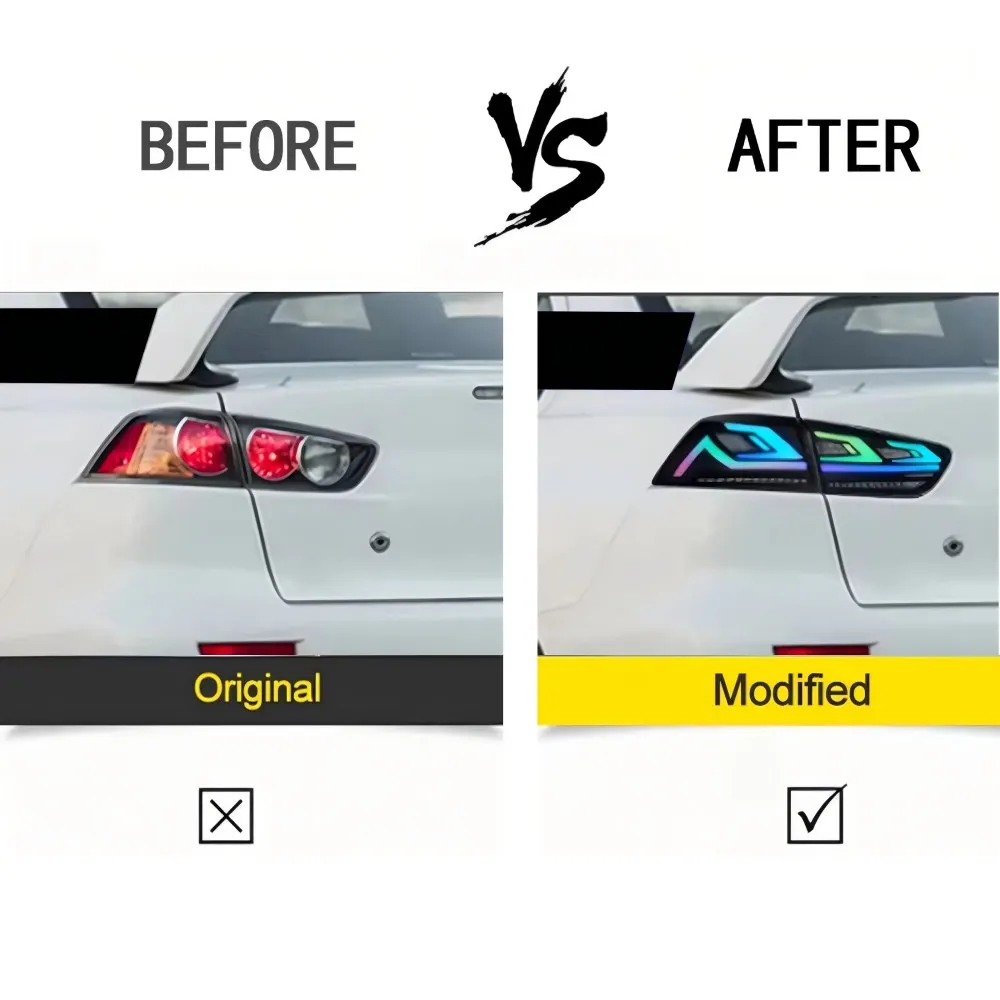 LED RGB Tail Lights for Mitsubishi Lancer & EVO X 2008-2020 with Start Up Animation Dynamic Sequential - view 4