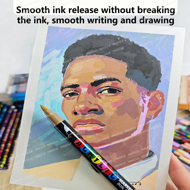 Guangna School Color Markers Set Soft Hard Tips Professional Acrylic Ink Opaque Foldable Art Paint Pens Safe Graffiti Stationery