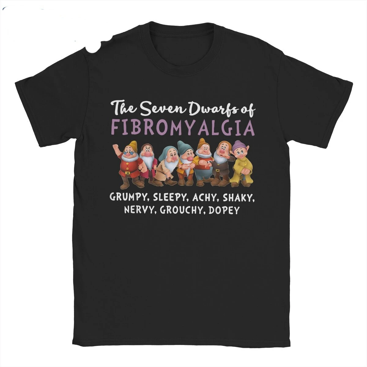  T Shirts Seven Dwarfs of Fibromyalgia Gift for Fibro Warrior T-Shirt Men Vintage Cotton Tee Shirt Big Size Clothes