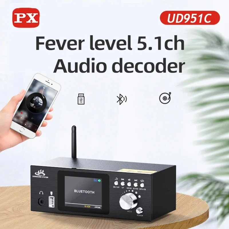 

2025PX UD951C 5.1 Channel Audio Decoder DSD USB U Disk Lossless Music Playback Bluetooth 5.0 Fiber Coaxial Audio Decoding 6CH Ou