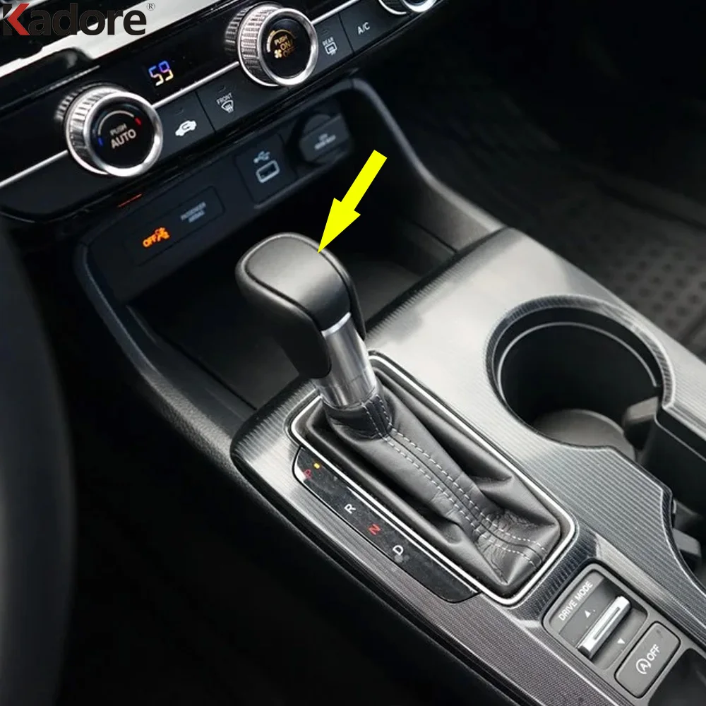 Car Console Gear Shift Knob Head Frame Cover Trim For Honda Civic Integra Sedan 2022 2023 2024 Black Interior Molding ccessories