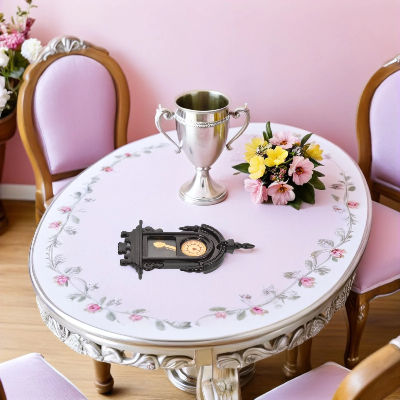 2pcs Vintage Wall Miniature Pendulum Retro Dollhouse Clock Decorative For Living Room Bedroom Kitchen Mini Furniture Accessories