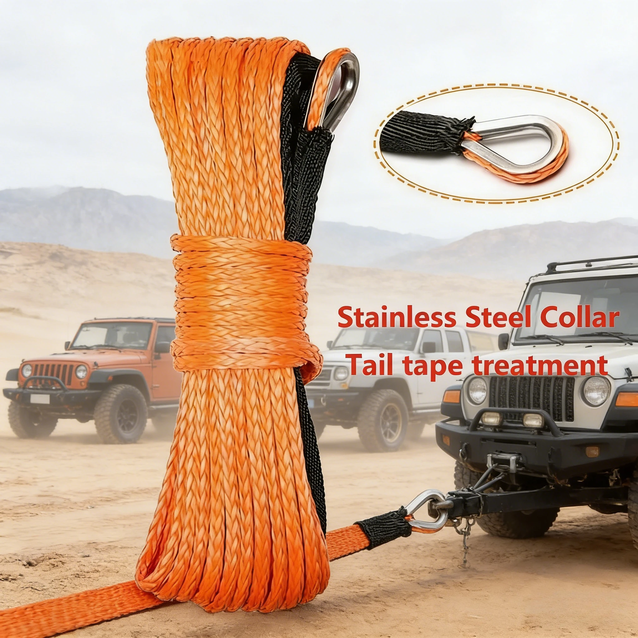 

Синтетический трос для лебедки с защитным чехлом для внедорожников 4WD, UTV, ATV, SUV, грузовиков