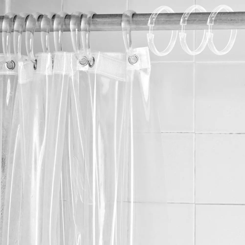 

10 Pcs Shower Curtain Rings Clear Plastic Heavy Duty Hooks Round for Curtains Rustproof