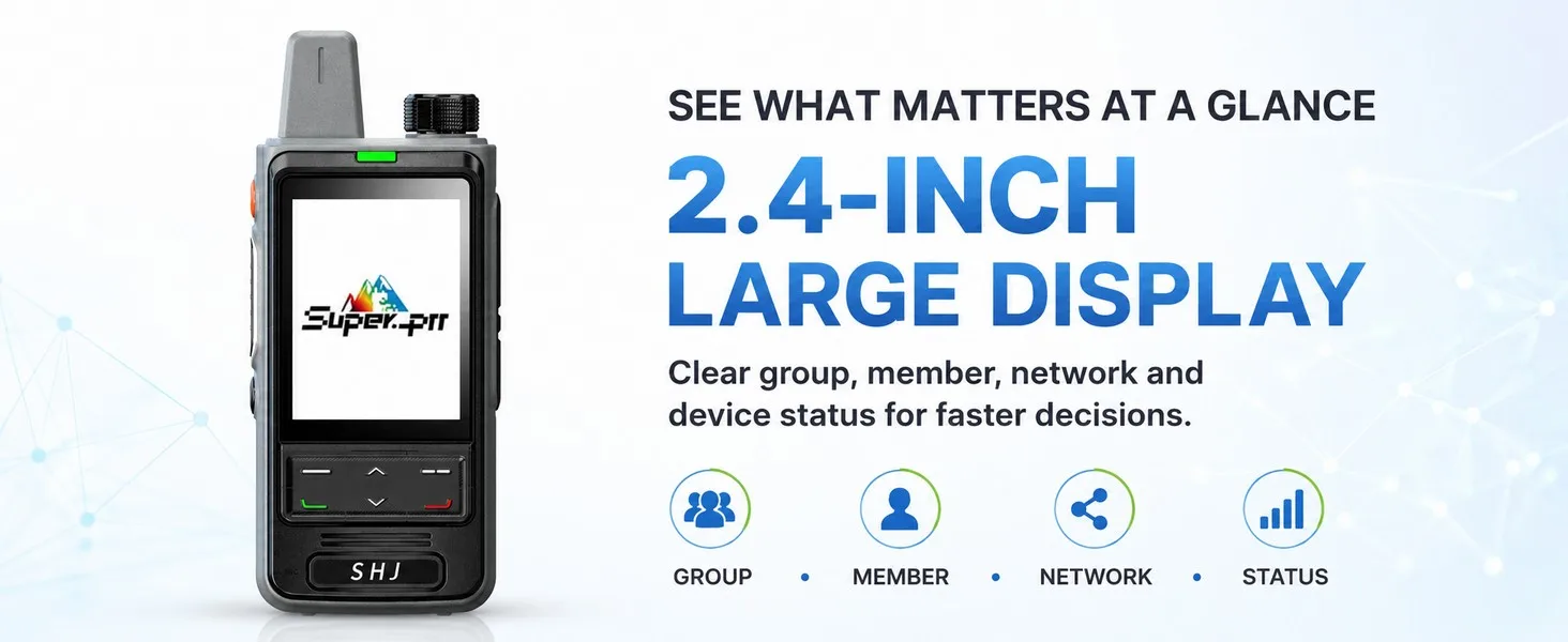 SHJ S560 4G LTE PoC Walkie Talkie Two Way Radio, Lifetime Free SIM & Super-PTT, 5000km PTT Group Call, 2.4in HD Screen USB-C SOS
