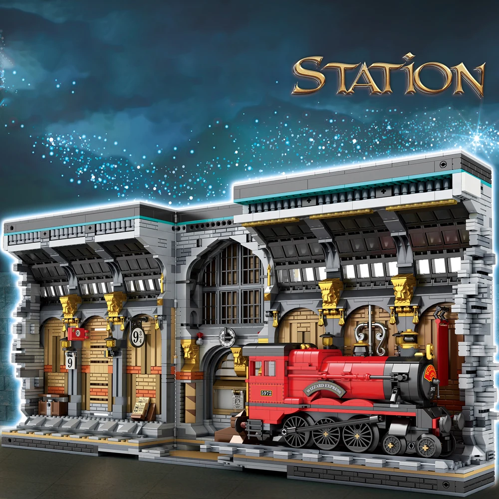 

Серия книг «Сплайсинг Букс»: Модель волшебной железнодорожной станции, конструктор из кирпичиков, игрушки для детей, рождественский подарок, декор для комнаты