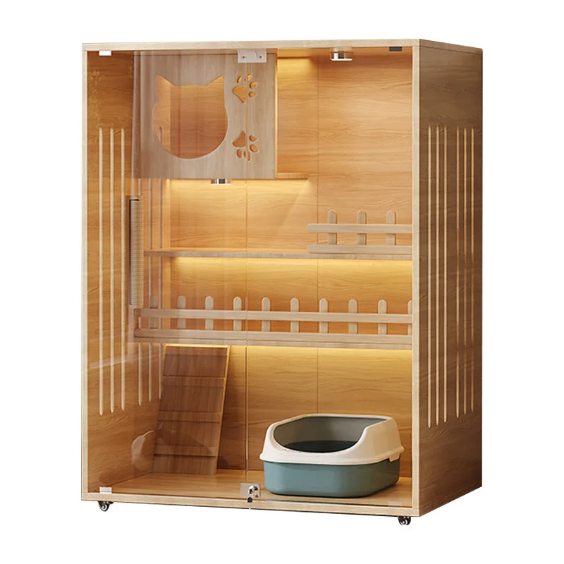 

Вилла для кошек, встроенная дверью, большое свободное пространство, домашний трехэтажный дом, панорамное гнездо из массива дерева, оптовая продажа