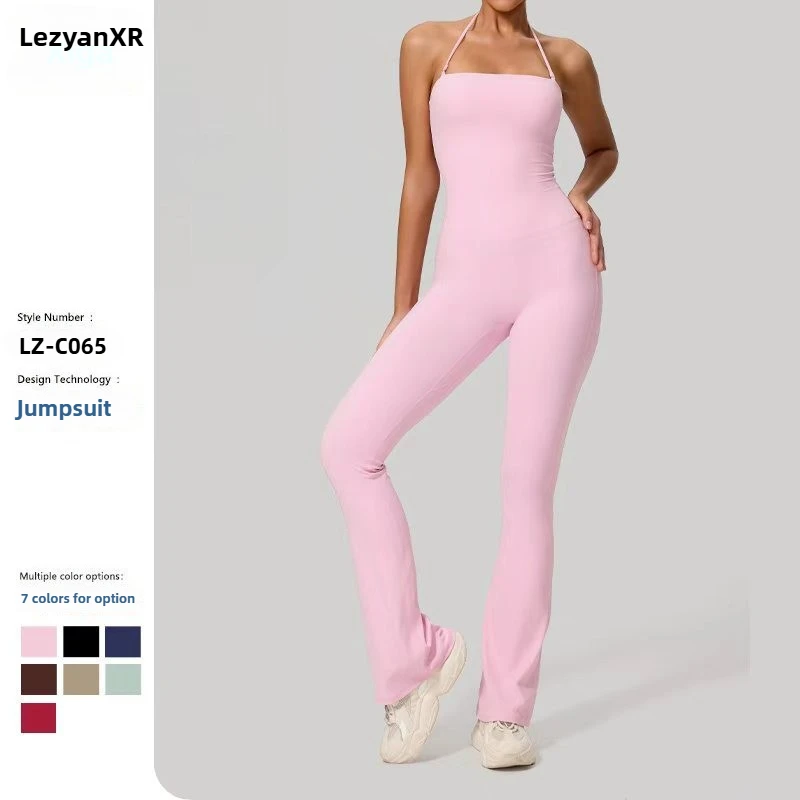 

Lezyan персиковый спортивный комбинезон для йоги с подъемом бедер, женский повседневный комбинезон с микро-тягиванием для фитнеса, йоги, спортивный костюм для тренировок