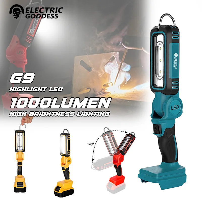 Electric Goddess Cordless Lighting Light Portable Flashlight Outdoor LED Camping Tool Adapted Makita/Dewalt/Milwaukee Battery ﻿