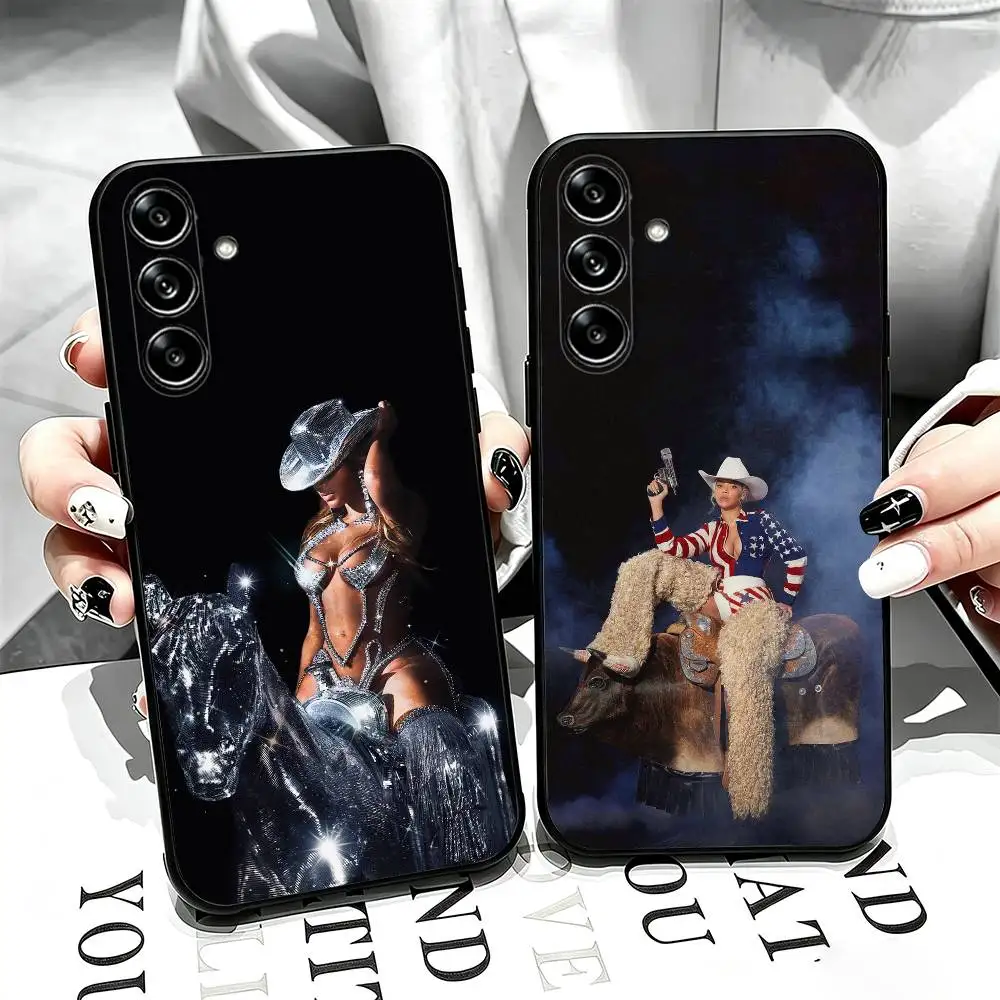 Singer B-Beyonce Carter Cowboy Phone Case Black Silicone Soft For Samsung Galaxy A73,A72,A71,A70,A53,A52,A51