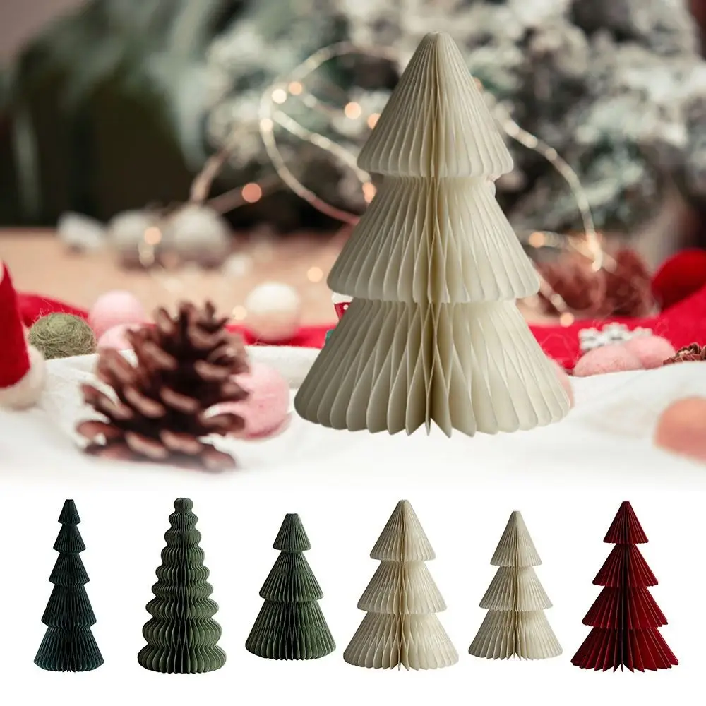 15/20/25/30cm Origami Christmas Tree Ornament Atmosphere Decoration Scene Props Mini Christmas Tree Santa Claus