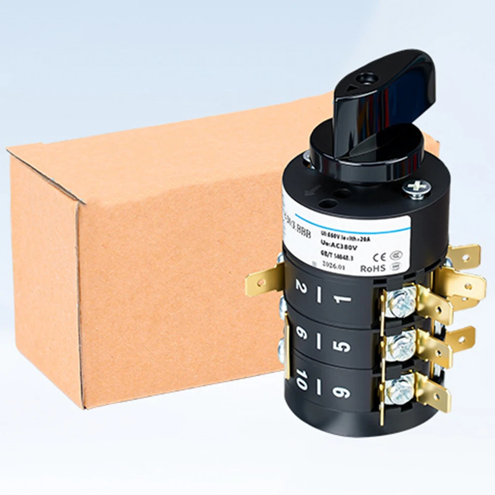 HZ5B 20/3.BBB 3-Pole 8-Position Combination Changeover Switch with Silver Alloy Contacts for Motor Start Speed Control Reversing