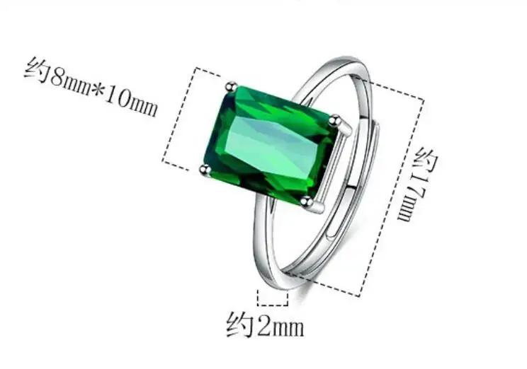 Total 6ct Green Simulated Nano Emerald 925 Sterling Silver Ring for elegant Women sets Daily Jewelry Gift exaggerate