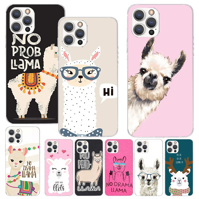 Lama Llama Alpacas Print Soft Case for iPhone 16 15 14 13 12 11 Pro Max Art Phone Shell XS XR X SE 7 Plus 8 Pattern Cover for iP