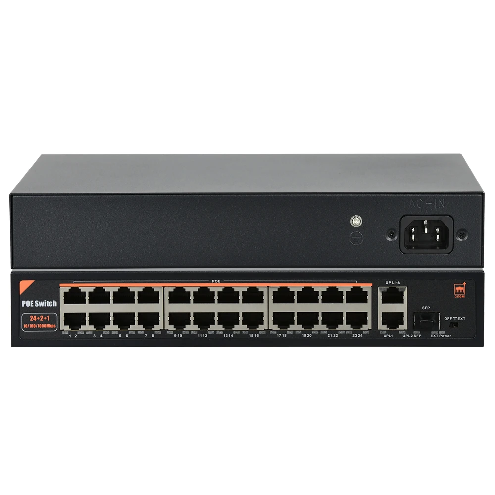 

24-Port POE Switch 100Mbps Ethernet Network Switch with RJ45 Hub IEEE802.3af/at for IP Camera Video Surveillance