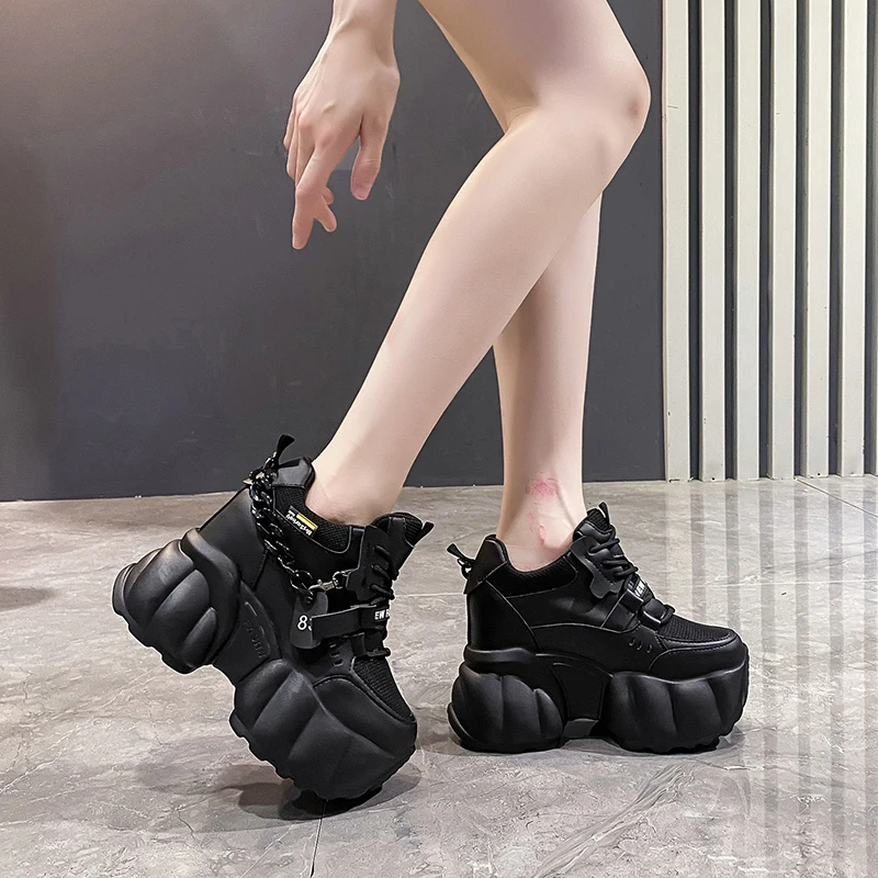 10CM Heels Platform Sneakers Fashion Thick Sole Casual Shoes for Women Breathable Comfort Women's Chunky Sneakers Zapatos Mujer