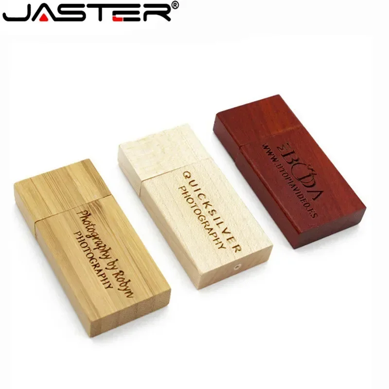 JASTER ไม้ USB Flash Drive สีแดง Pendrive 64GB 16GB 32GB 4GB 8GB Creativo U disk Memory Stick ของขวัญโลโก้ที่กำหนดเอง