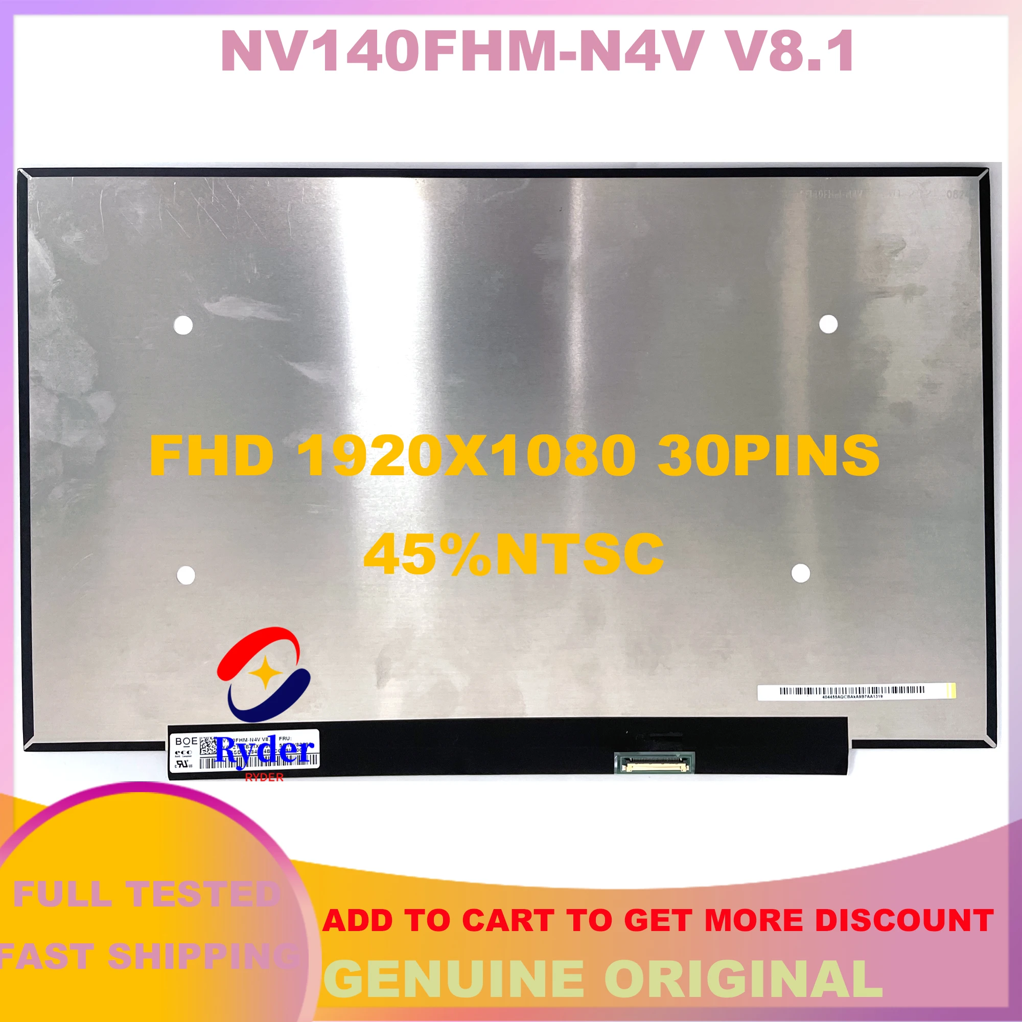 

NV140FHM-N4V V8.1 For Lenovo P14S GEN 2 E14 GEN 3 5-14IIL05 FHD IPS Panel 14" LCD Laptop Screen Display FRU: 5D10V82390