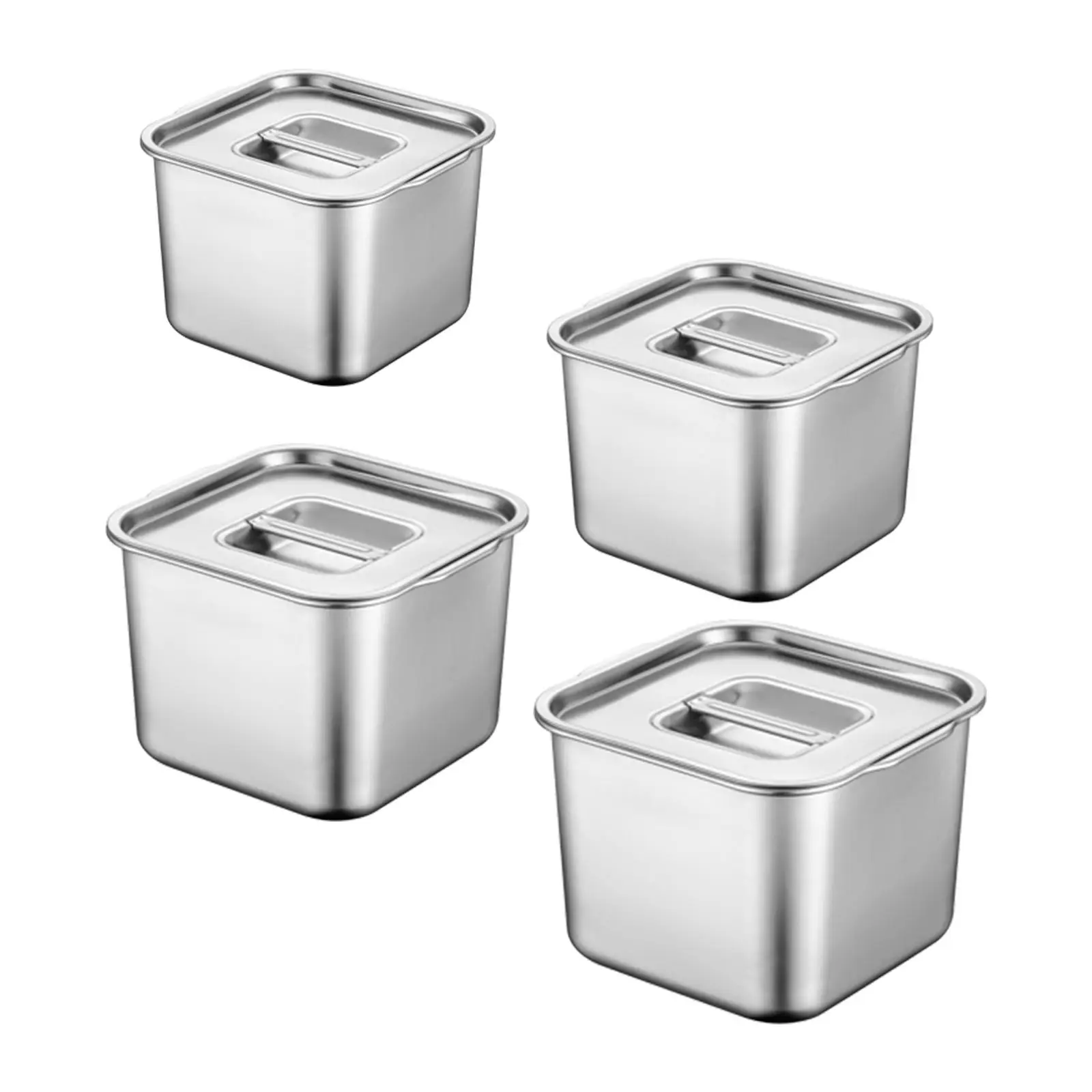 Stainless Steel Hotel Pan with Lids Jam Box Double Handles Fruits Box Multifunctional Soup Pan Spices Box